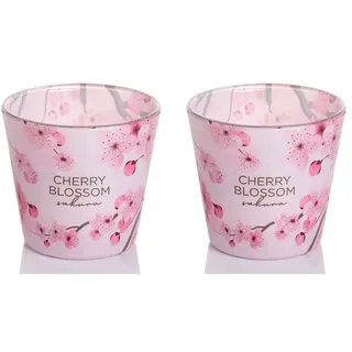 Dekohelden24 Cherry Blossom Sakura Duftkerze 115 g pink