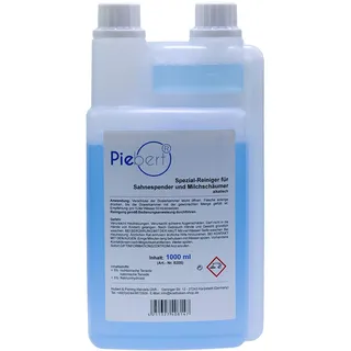 Milchschaumreiniger für Kaffeevollautomaten | 1000ml Reinigungskonzentrat | Spezial-Reiniger für Sahnespender und Milchschäumer alkalisch | Universell einsetzbar | Piebert® | Made in Germany