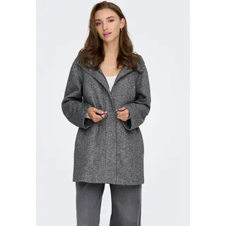Kurzmantel ONLY "ONLSEDONA LIGHT HOOD COAT OTW CC", Damen, Gr. XL, grau (dunkelgrau melange), Web, Obermaterial: 85% Polyester, 15% Baumwolle, unifarben, Po-bedeckend, Mäntel Kurzmantel, verdeckter Reißverschluss, Kapuze, tailliert