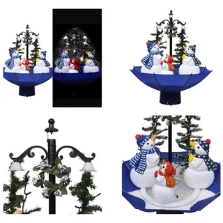 vidaXL Weihnachtsbaum mit Schnee und Schirm Fuß Blau 75 cm PVC - Schneiender Weihnachtsbaum - Schneiende Weihnachtsbäume - Weihnachtsbaum Mit Schneefall - Weihnachtsbäume Mit Schneefall - Blau