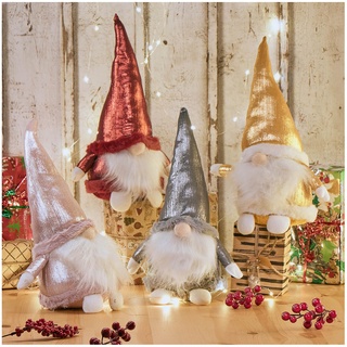 com-four® 4X Premium Weihnachts-Wichtel für die Weihnachtsdeko, winterliche Figur als Dekoartikel, niedlicher Kantenhocker als Raumschmuck oder Geschenk (4 Figuren 4 Farben 37cm)