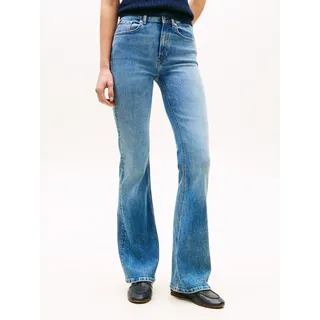 Bootcut-Jeans TOMMY HILFIGER "FINN FLARE RW", Damen, Gr. 28, Länge 32, finn, Denim/Jeans, Obermaterial: 82% Baumwolle, 16% Polyester, 2% Elasthan, unifarben, regular fit lang, Jeans Bootcut-Jeans, Baumwoll-Mix mit Stretch, Mid Rise