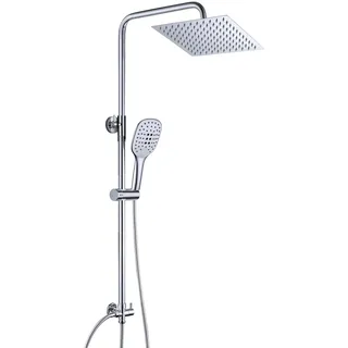 JOHO Duschset ohne Armatur eckige Kopfbrause 20x20cm Chrom