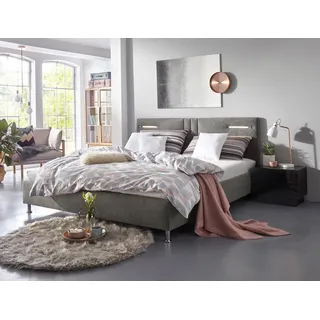 Westfalia Schlafkomfort Polsterbett "Elba", beige (dunkelbeige), B:210cm L:210cm, Bezug Bett: Microfaser (100% Polyester) oder Strukturstoff (77% Polyester, 23% Viskose);Bonnell-Federkernmatratze: 51% Polypropylen, 39% Polyester und 10% Baumwolle;Kaltschaummatratze: 100% 