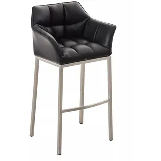 In And OutdoorMatch Barhocker Alexane - Schwarz - Kunstleder - Mit Rückenlehne und Armlehne - Ergonomisch - 1er-Set - Deluxe - Schwarz