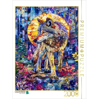 CALVENDO Puzzle Ein einsamer Wolf durchstreift im sanften Licht des Mondes den dunklen Wald | 2000 Teile Lege-Größe 90x67cm Foto-Puzzle für glückliche Stunden