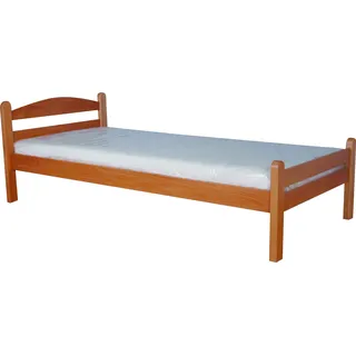 CasaDolce Bett LASSY, braun, 96x210x79 cm, für Matratze 90x200 cm, mit Lattenrost, massiv Buchenholz, Natürliche Holzmaserung - Braun