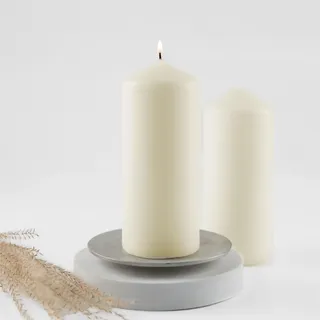 HOFER STUMPENKERZEN SET 70 x 170 mm – elfenbein, creme, champagner | besonders lange Brenndauer ca. 67 Std. | dicke Stumpen Kerzen | Großpackung | 2er Kerzen Set