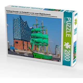 CALVENDO Puzzle Hamburg Alexander von Humboldt II vor der neuen Elbphilharmonie 2000 Teile Puzzle quer | 2000 Teile Lege-Größe 90x67cm Foto-Puzzle für glückliche Stunden