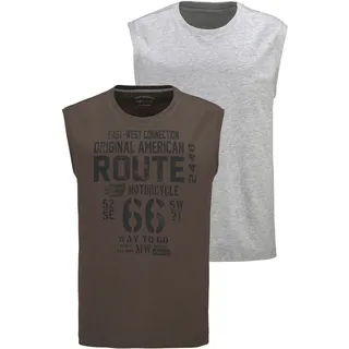 MAN'S WORLD Muscleshirt 2er-Pack, ärmellos, bedruckt, Rundhalsausschnitt, aus 100% Baumwolle. grau