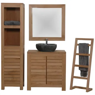 Teako Design Badmöbel Set Bjurholm Teakholz 3-teilig 120cm Modern
