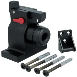 MS Beschläge robuster und massiver Türfeststeller Schwarz matt Türstopper Feststellfunktion Gegenstück Gummipuffer Türpuffer Bodentürstopper Türhalter Anschlagsschutz Türschützer