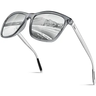 CGID Sonnenbrille Herren Polarisiert Damen Ultraleichte Al-Mg Metallrahmen Rechteckig Vintage UV400 Schutz Rechteckig Eckig mit Federscharnier