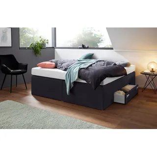 Westfalia Schlafkomfort Boxspringbett, mit integrierter Schublade, frei im Raum stellbar, schwarz,