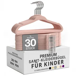 Utopia Home - Premium Kinder-Kleiderbügel aus Samt (Rosa, 30er-Pack) | Hochwertige, rutschfeste Baby-Kleiderbügel für Babys und Kleinkinder, langlebig, ultradünn, platzsparend, Schrank-Organizer
