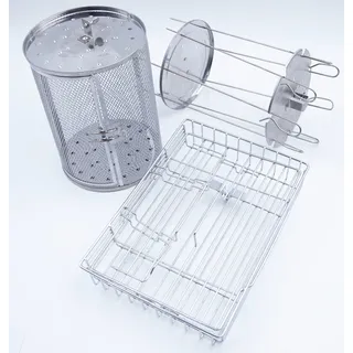 LIVINGTON Elektrogrill »Rotisserie Chef Zubehör-Set« 1x Schaschlik-Set, 1x Drehkorb, 1x Fisch-Grillkorb, schwarz