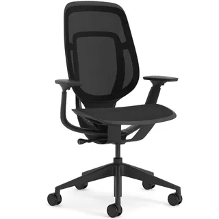 Karman Steelcase Ergonomischer Bürostuhl, höhenverstellbarer Stuhl mit Schwarz Bezug, 64.5 x 68 x 103