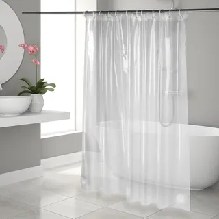 OTraki Antischimmel Duschvorhang 183x183 cm mit 3 Stärkere Magnete Unten, Transparent Duschvorhang im minimalistischen Stil mit 12 Ringe, Wasserdicht Eva Plastik Dusch Vorhang für Badewanne