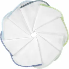 MAKIAN Molton Baby Waschlappen Set mit Schlaufe - 9 Stück Moltontücher aus 100% Baumwolle, 30x30 cm, weich & ÖkoTex Standard 100 geprüft, mit bunten Rand - Weiß Blau Grün