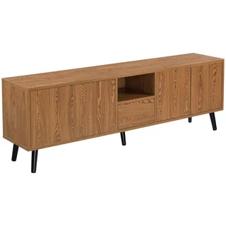 [en.casa] Lowboard mit Ablage und 5 Schranktüren Unterschrank max. 20 kg Dunkler Holzton