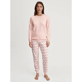 CALIDA Midnight Flowers Bündchen-Pyjama Damen, aus 100% Dicker Baumwolle