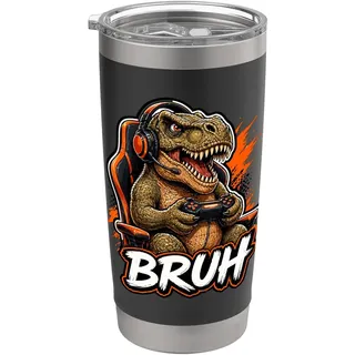 Bruh Gaming T Rex Lustige Dinosaurier Gamer Konsole Meme Grafik Doppelwandiger Edelstahl-Thermobecher