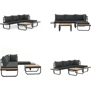 vidaXL 2 tlg. Garten Ecksofa Set mit Auflagen Aluminium WPC - Sofa - Sofas - Ecksofa - Ecksofas - Grau