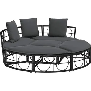 vidaXL Outdoor-Loungebett ohne Dach Schwarz Poly Rattan - Schwarz