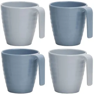 Melamin Camping Geschirr 4 Tassen Campinggeschirr Kaffeebecher 4 blau 325ml