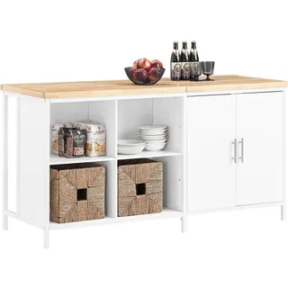 SoBuy Kücheninsel freistehend Küchenschrank Sideboard Weiß-Natur BHT ca. 170x89x60cm