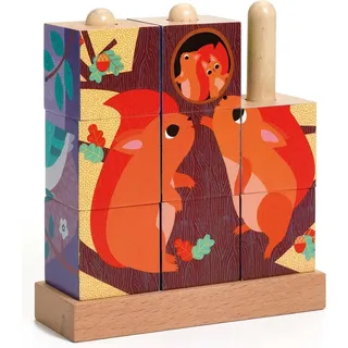 Djeco Vertikales Puzzle mit Djeco-Würfeln, Puzz-Up Wald (9 Teile)