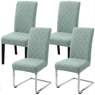 LANSHENG Stuhlhussen 4er Set, Stretch Stuhlbezug Schwingstühle, Salbei Grün