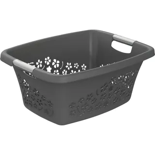 Rotho Wäschekorb Flowers 25 l Anthrazit