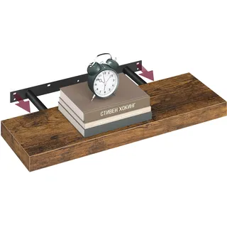 VASAGLE CUSTOS Kollektion - Wandregal, Schweberegal, Regalbrett, 20 x 60 x 3,8 cm, Wandboard für Bilderrahmen, Deko, Regal für Wohnzimmer, Arbeitszimmer, Küche, vintagebraun LWS26BXV1