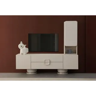 Stilvolles Sideboard mit Bücherregal für Ordnung und Dekoration. - Beige