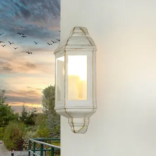 Außenleuchte Wandlampe Gartenleuchte IP44 Weiß Gold E27 Maritim Haus Garten