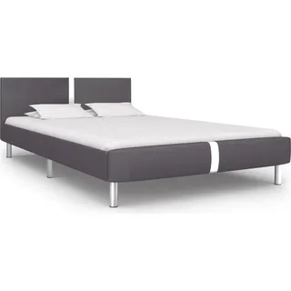 vidaXL Bettgestell Grau Kunstleder 140 x 200 cm - Bettgestell - Bettgestelle - Bettrahmen - Bett - Grau