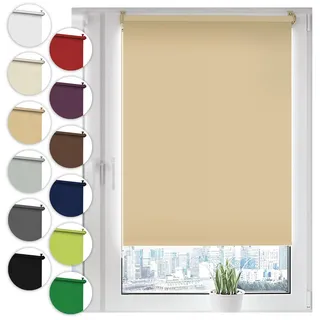 Sonello Verdunkelungsrollo Klemmfix ohne Bohren Rollo 105cm x 150cm Beige | Fenster Rollos Für Innen, Klemmrollo, Verdunklungsrollo, Sonnenschutzrollo, Seitenzugrollo für Fenster & Türen, Fensterrollo