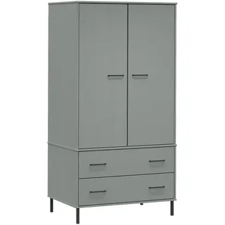 vidaXL Kleiderschrank OSLO Metallbeine Grau 90x55x172,5cm Massivholz