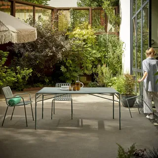 Gaby - Rechteckiger Gartentisch grün aus Metall, 4–6 Pers.