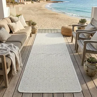 Tadi & Imperio1979 Rubin-Teppich für den Außen- und Innenbereich, lang, Terrasse, Garten, Eingänge, Flur, Balkon, Esszimmer, Küche, erhältlich in Gold und Beige, 85 x 600 cm.