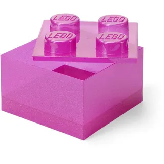LEGO Storage Brick 4 Top Lid Glitter Medium Violet