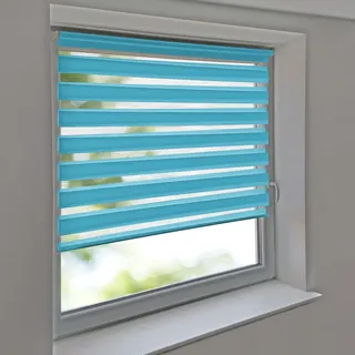 Easy-Shadow Doppelrollo Klemmfix Vario STOFFMAß Breite 42 x 140 cm Höhe / 42x140 cm - hellblau lichtdurchlässig Duo-Rollo ohne Bohren inkl. 2 Stück Klemmträger/Maßanfertigung