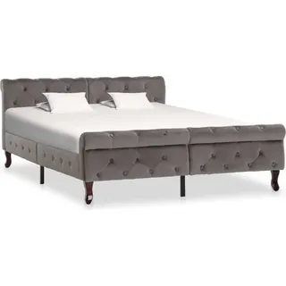 Bettgestell Grau Samt 140 x 200 cm - Grau