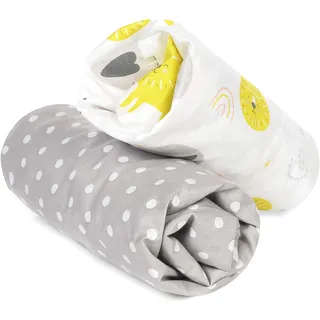 FlyIdeas 2-teiliges Spannbettlaken-Set für Kinderwagen, Stubenwagen & Moseskörbe 75x35 cm – 100% Baumwolle, Weich & Atmungsaktiv – Perfekt für ovale Matratzen