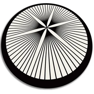 Tulup Vinyl Teppich Ø140 cm Floristische Linien , Schwarz, Weiß , Kunststoff , Rund , 140x140 cm , Teppiche und Böden, Teppiche, Outdoorteppiche