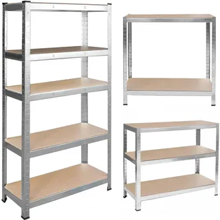 OEM Humberg Regal Kellerregal Lagerregal Schwerlastregal mit Stahlgestell Metall Belastbar bis 1000 kg 5 Ablagen 45 x 120 x 205 cm Silber