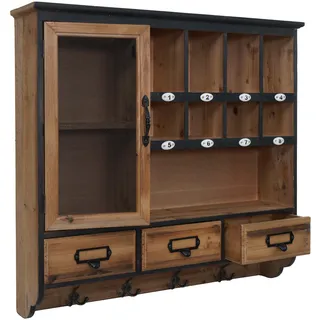 Wandregal HWC-Q26, Hängeregal Regal Schweberegal Garderobe, Schublade Staufach Haken, Vintage Shabby