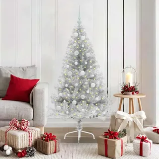 Eleganten-Stil Künstlicher vorbeleuchteter Weihnachtsbaum Silber 150 cm PET DE3320553 - Silber