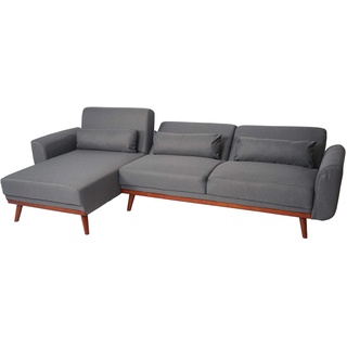 Mendler HWC-J20, Ecksofa, L-Form 3-Sitzer Liegefläche Schlaffunktion Stoff/Textil 280cm - braun